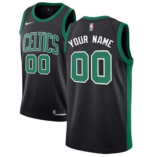 Women%27s Customized Boston Celtics Black Nike NBA Statement Editio Jersey